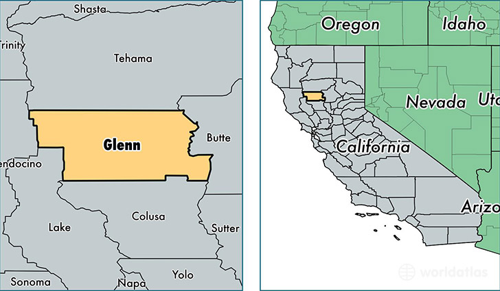 location of Glenn county on a map