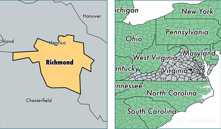 location of Richmond City county on a map