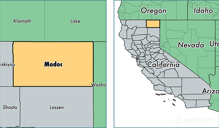 location of Modoc county on a map