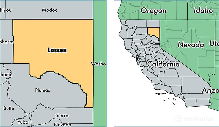 location of Lassen county on a map