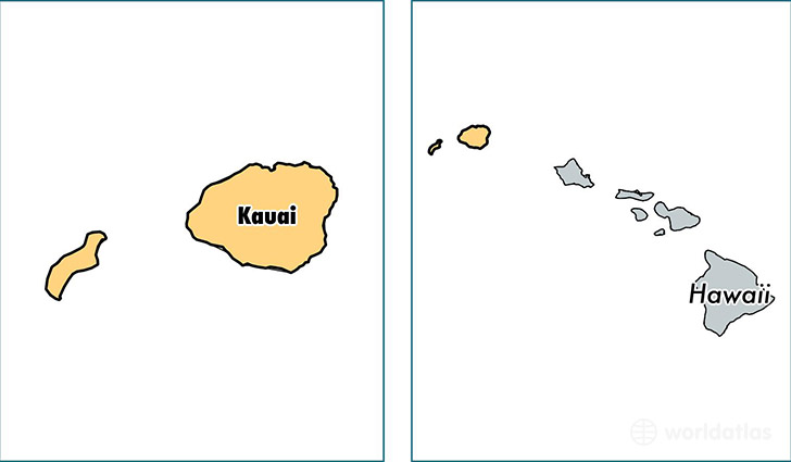 location of Kauai county on a map