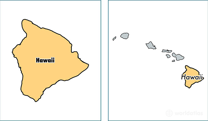 location of Hawaii county on a map