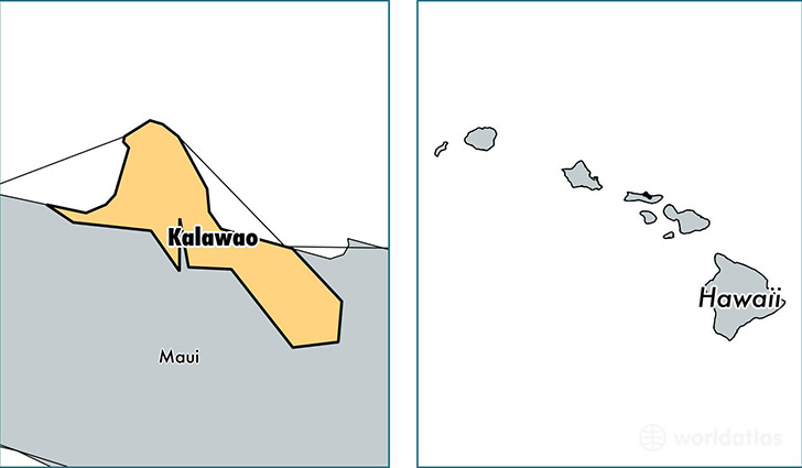 location of Kalawao county on a map