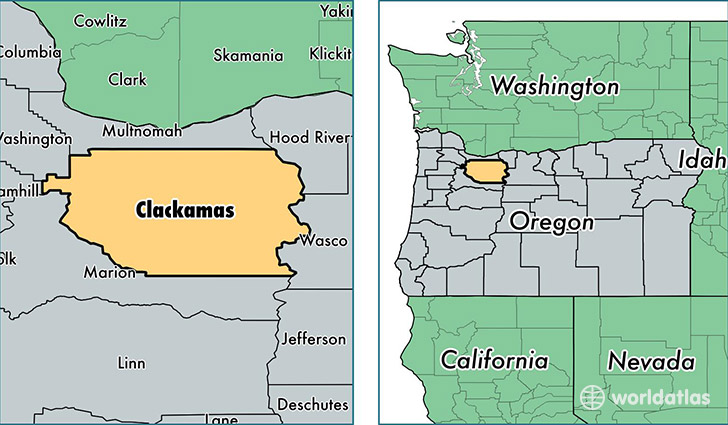 location of Clackamas county on a map