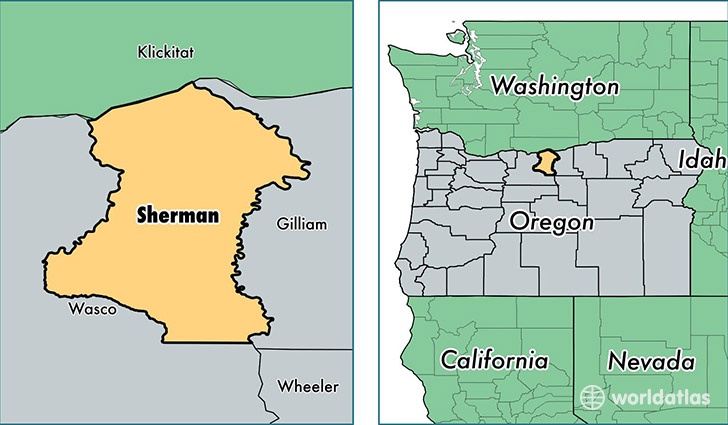 location of Sherman county on a map