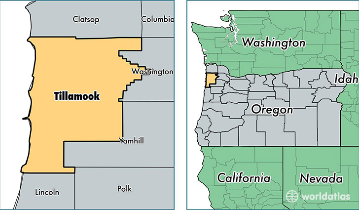 location of Tillamook county on a map