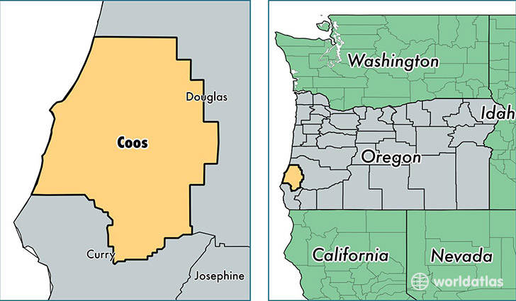 location of Coos county on a map