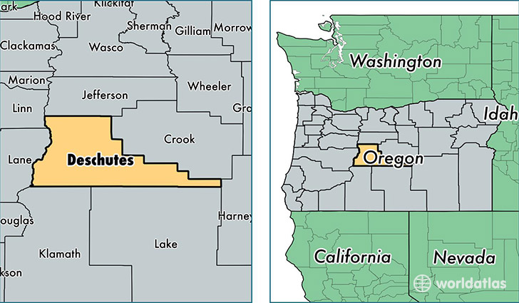location of Deschutes county on a map