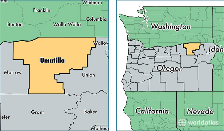 location of Umatilla county on a map