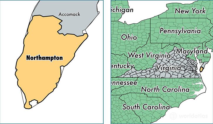 location of Northampton county on a map