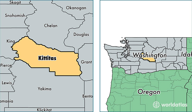 location of Kittitas county on a map