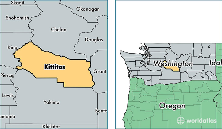 location of Kittitas county on a map