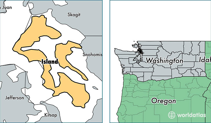 location of Island county on a map