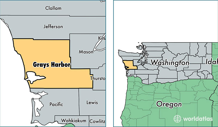 location of Grays Harbor county on a map