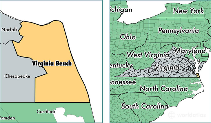 location of Virginia Beach City county on a map
