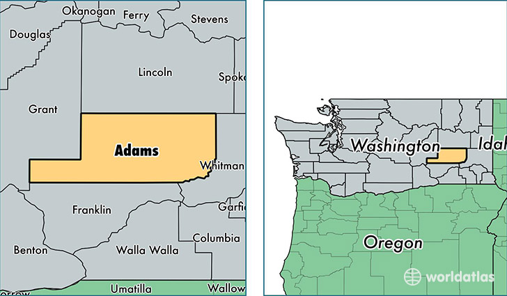 location of Adams county on a map