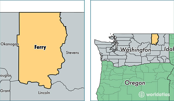location of Ferry county on a map