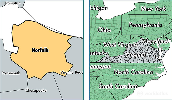 location of Norfolk City county on a map
