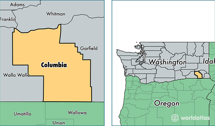 location of Columbia county on a map