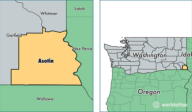 location of Asotin county on a map