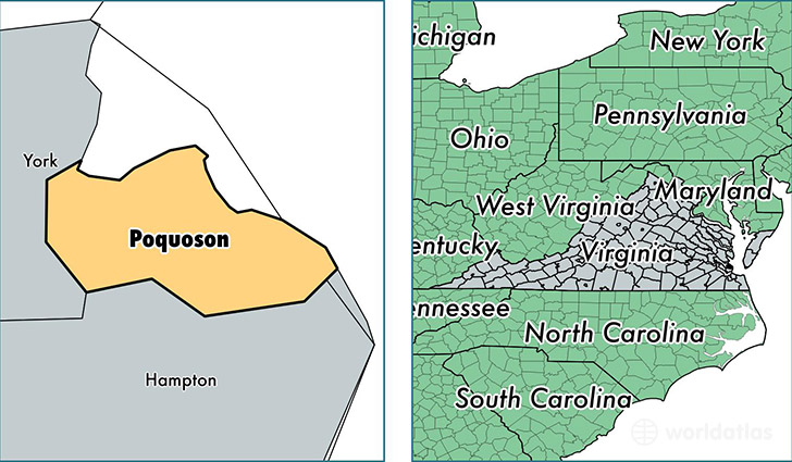 location of Poquoson City county on a map