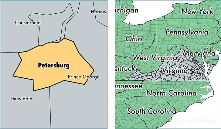 location of Petersburg City county on a map