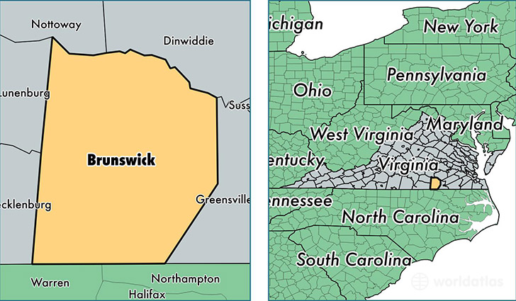 location of Brunswick county on a map