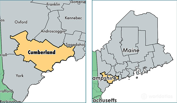 location of Cumberland county on a map