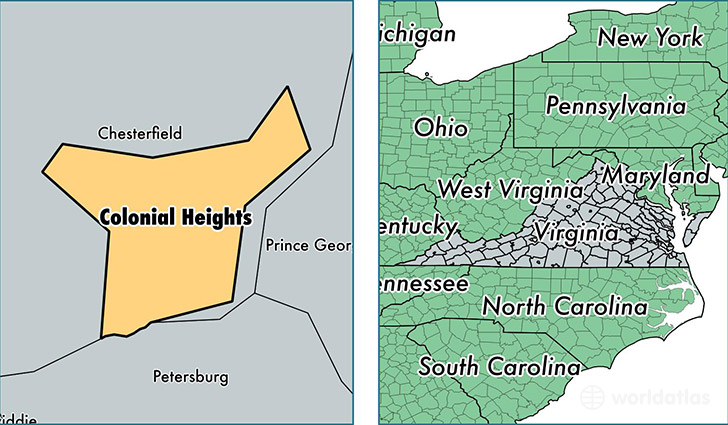 location of Colonial Heights City county on a map