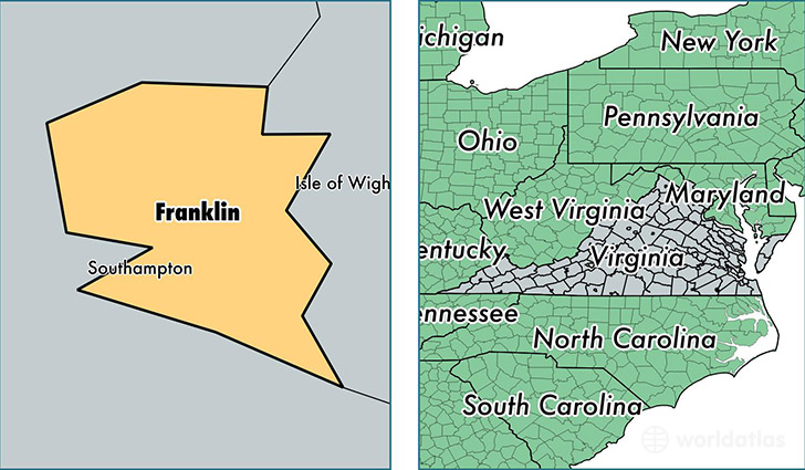 location of Franklin City county on a map