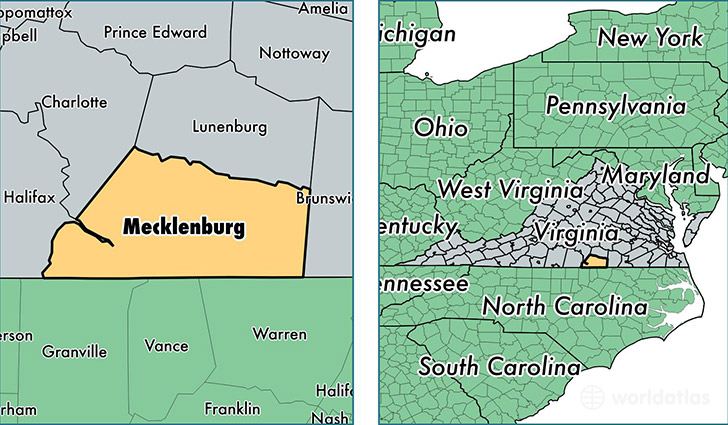 location of Mecklenburg county on a map