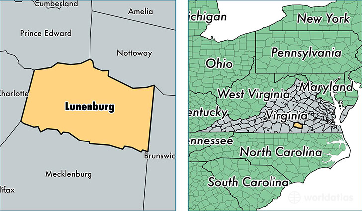 location of Lunenburg county on a map