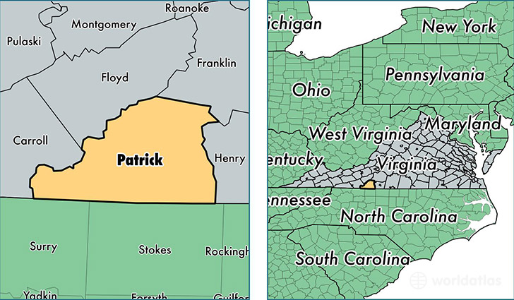 location of Patrick county on a map
