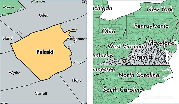 location of Pulaski county on a map