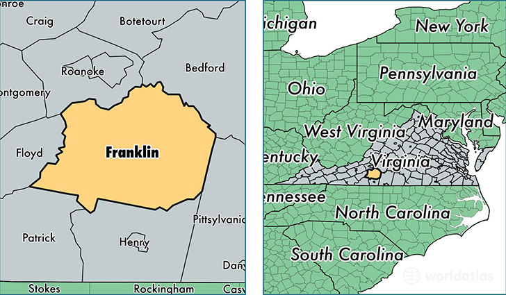 location of Franklin county on a map