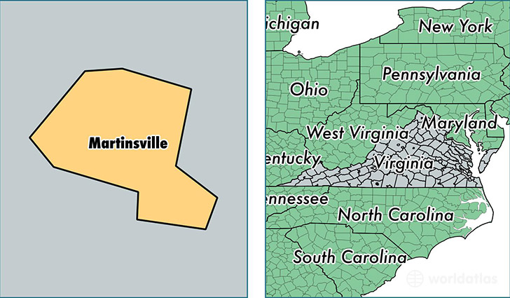 location of Martinsville City county on a map