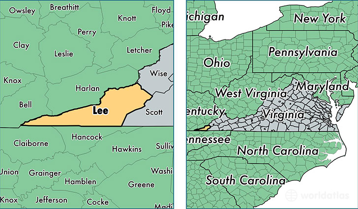 location of Lee county on a map