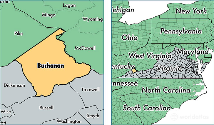 location of Buchanan county on a map