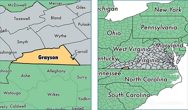 location of Grayson county on a map
