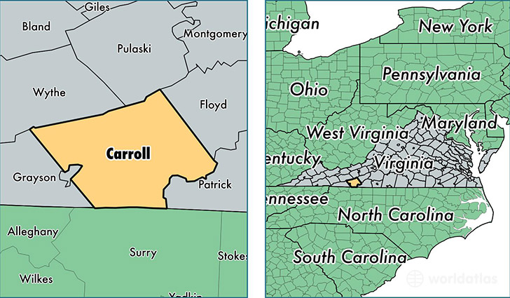 location of Carroll county on a map