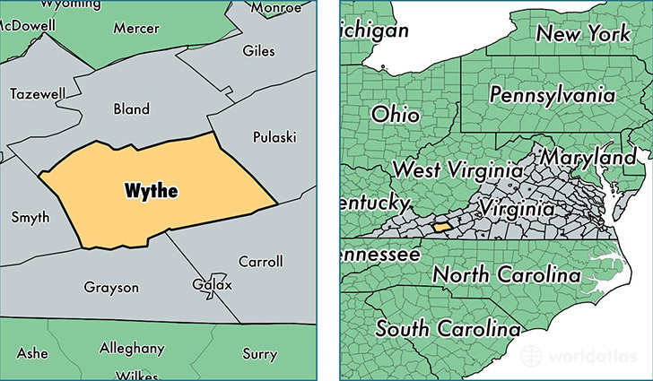 location of Wythe county on a map