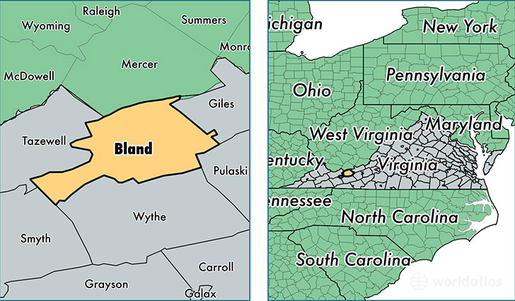 location of Bland county on a map