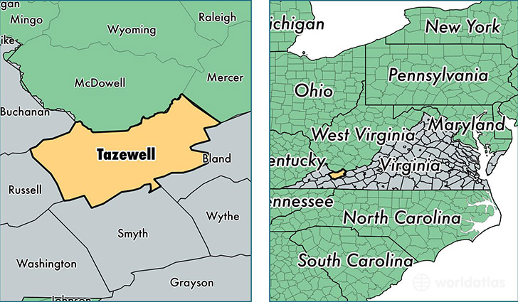 location of Tazewell county on a map