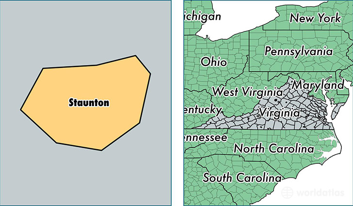 location of Staunton City county on a map