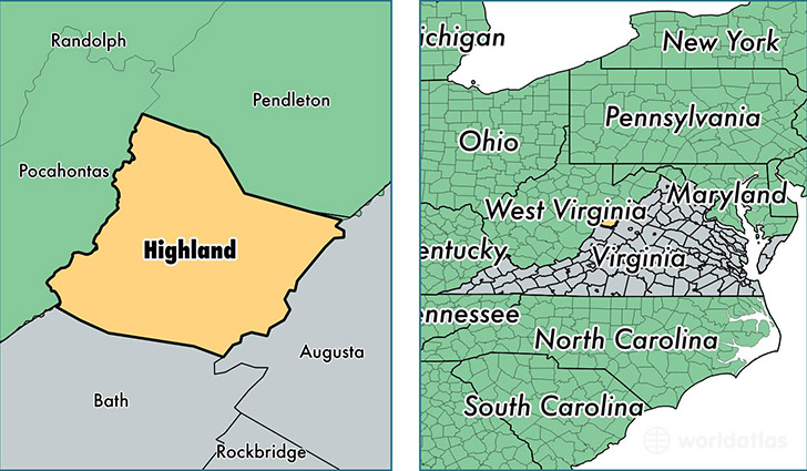 location of Highland county on a map