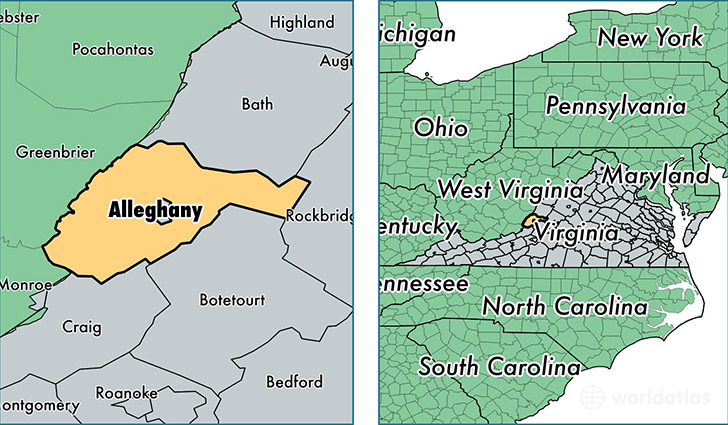 location of Alleghany county on a map