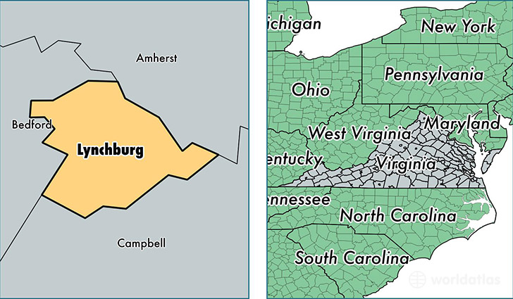 location of Lynchburg City county on a map