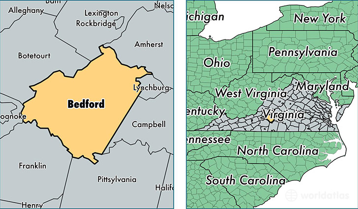 location of Bedford City county on a map