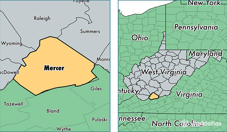 location of Mercer county on a map