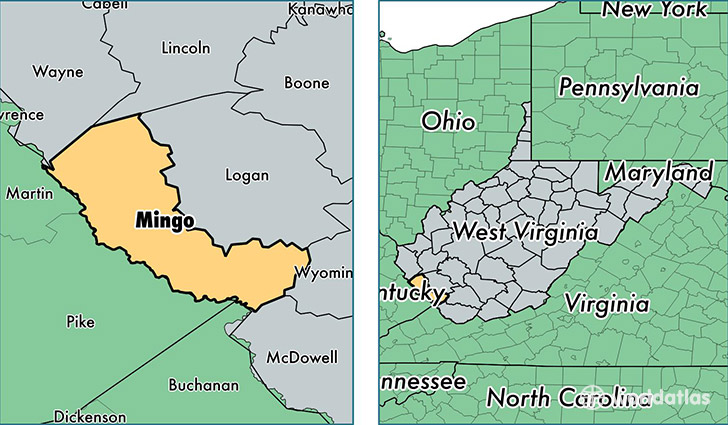 location of Mingo county on a map